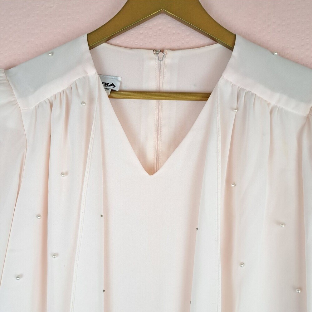Vintage Patra Beautiful Dress Beaded 20s Style Pleated Bottom Long Sleeve L/XL - Picture 6 of 12